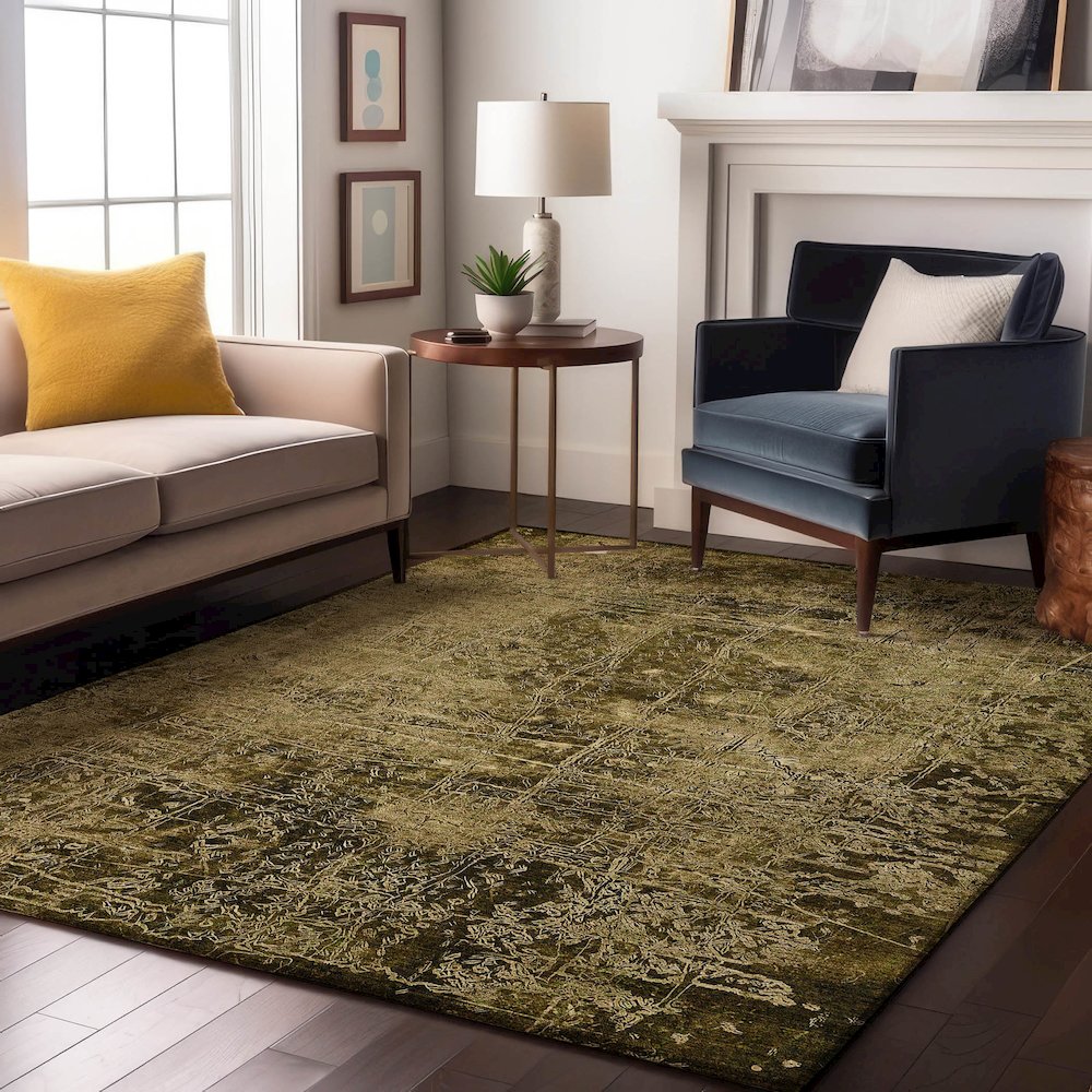 Premium Machine Washable Mayfield  Brown 10' x 14' Rug. Picture 5