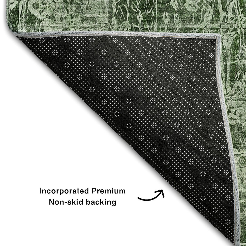 Premium Machine Washable Mayfield  Emerald 8' x 8' Round Rug. Picture 2