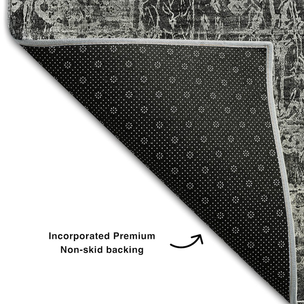 Premium Machine Washable Mayfield  Gray 8' x 8' Round Rug. Picture 2