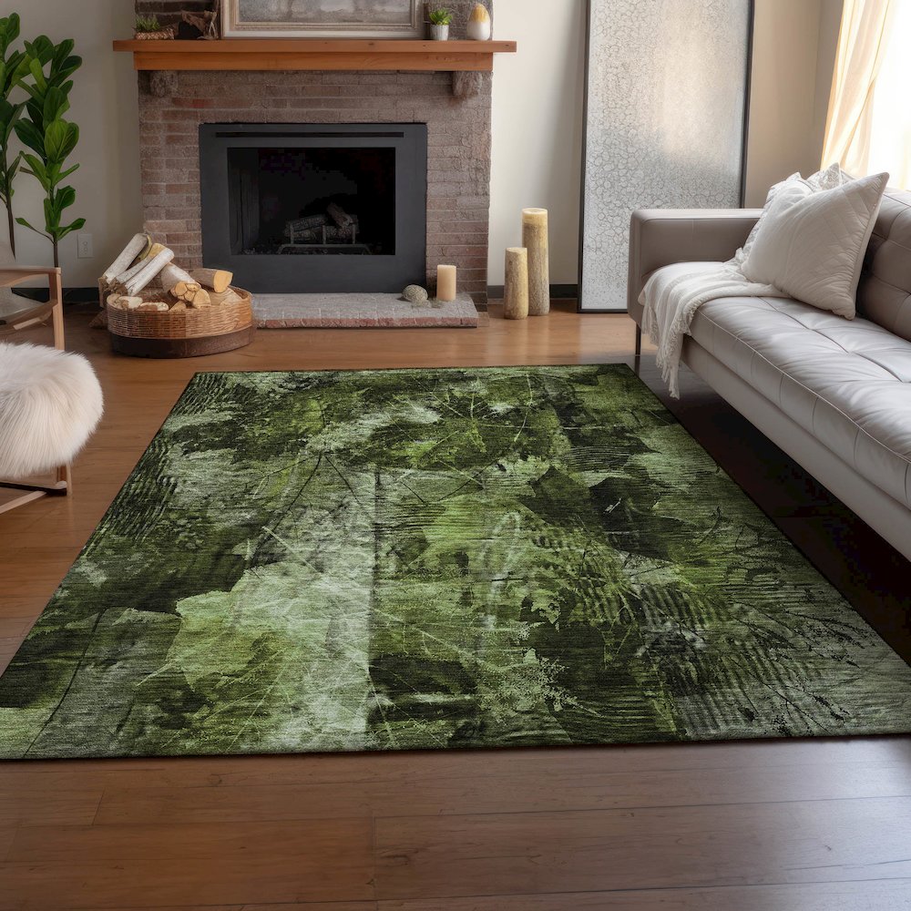 Premium Machine Washable Mayfield  Green 10' x 14' Rug. Picture 6