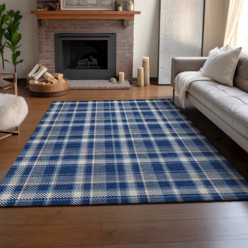 Premium Machine Washable Mayfield  Navy 10' x 14' Rug. Picture 6