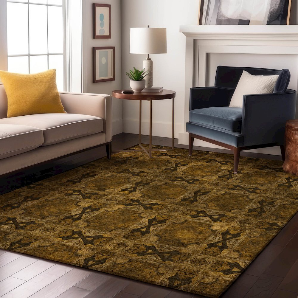Premium Machine Washable Mayfield  Chocolate 10' x 14' Rug. Picture 5