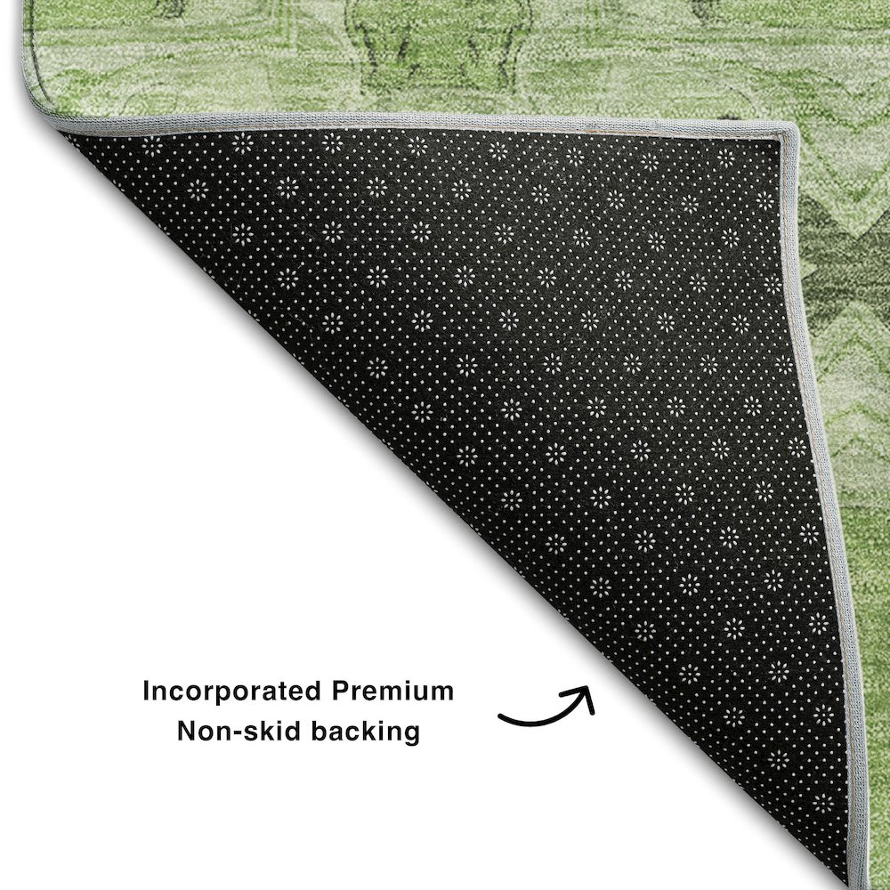 Premium Machine Washable Mayfield  Green 8' x 8' Round Rug. Picture 2
