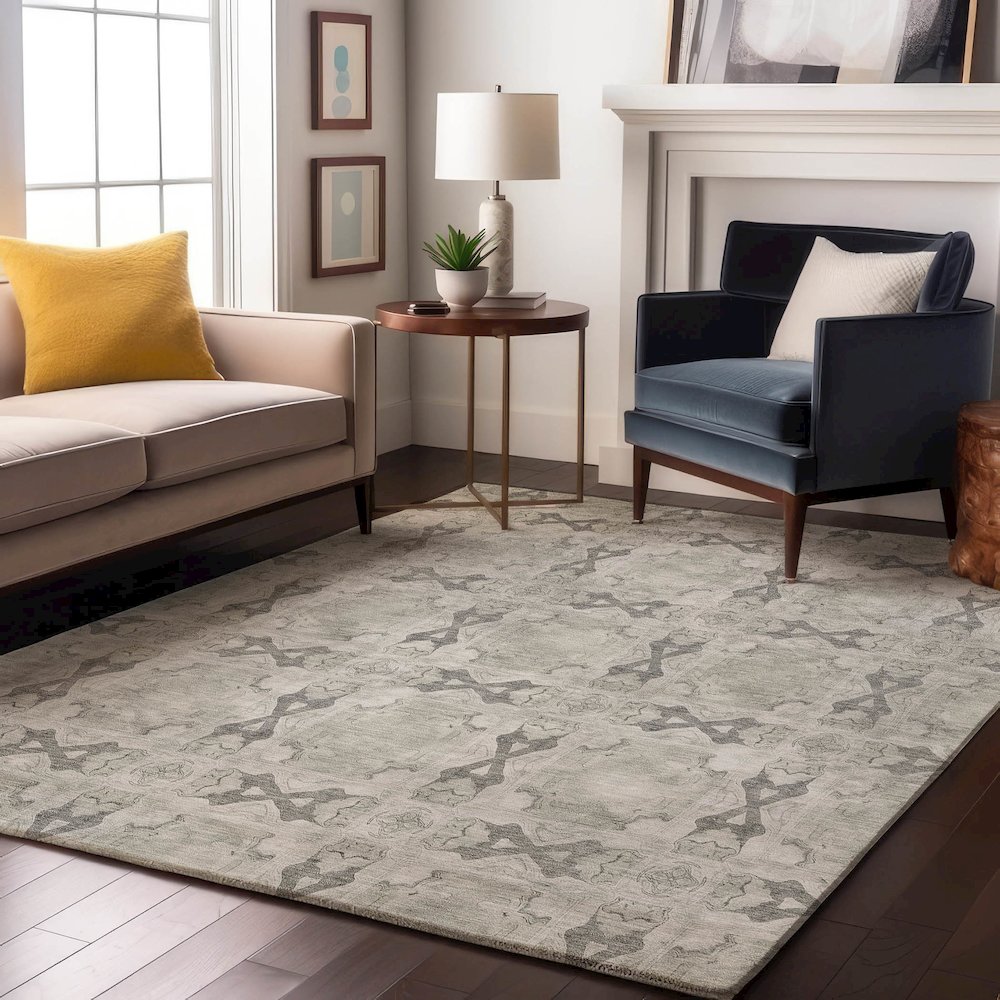Premium Machine Washable Mayfield  Ivory 10' x 14' Rug. Picture 5