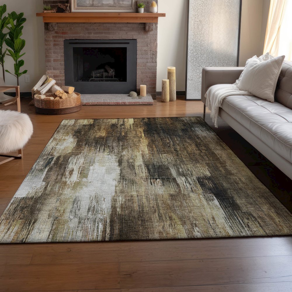 Premium Machine Washable Mayfield  Chocolate 10' x 14' Rug. Picture 6