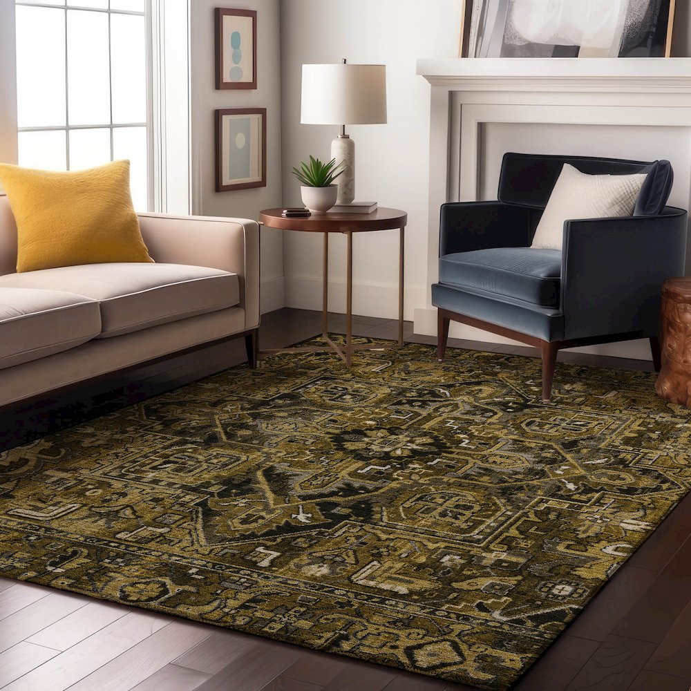 Premium Machine Washable Mayfield  Brown 10' x 14' Rug. Picture 5