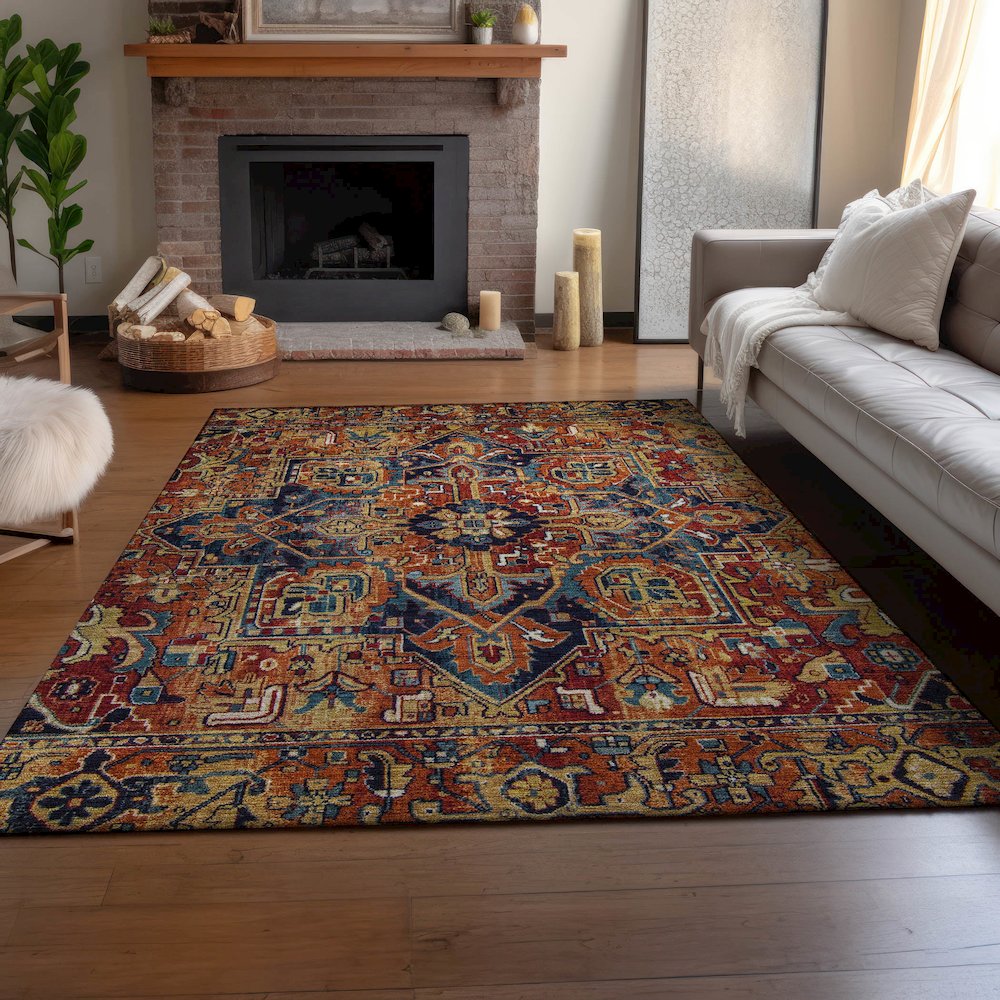 Premium Machine Washable Mayfield  Paprika 10' x 14' Rug. Picture 6