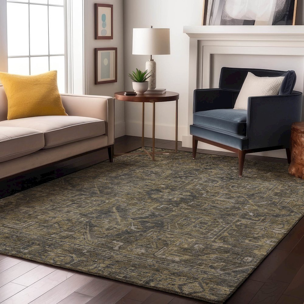 Premium Machine Washable Mayfield  Chocolate 10' x 14' Rug. Picture 5