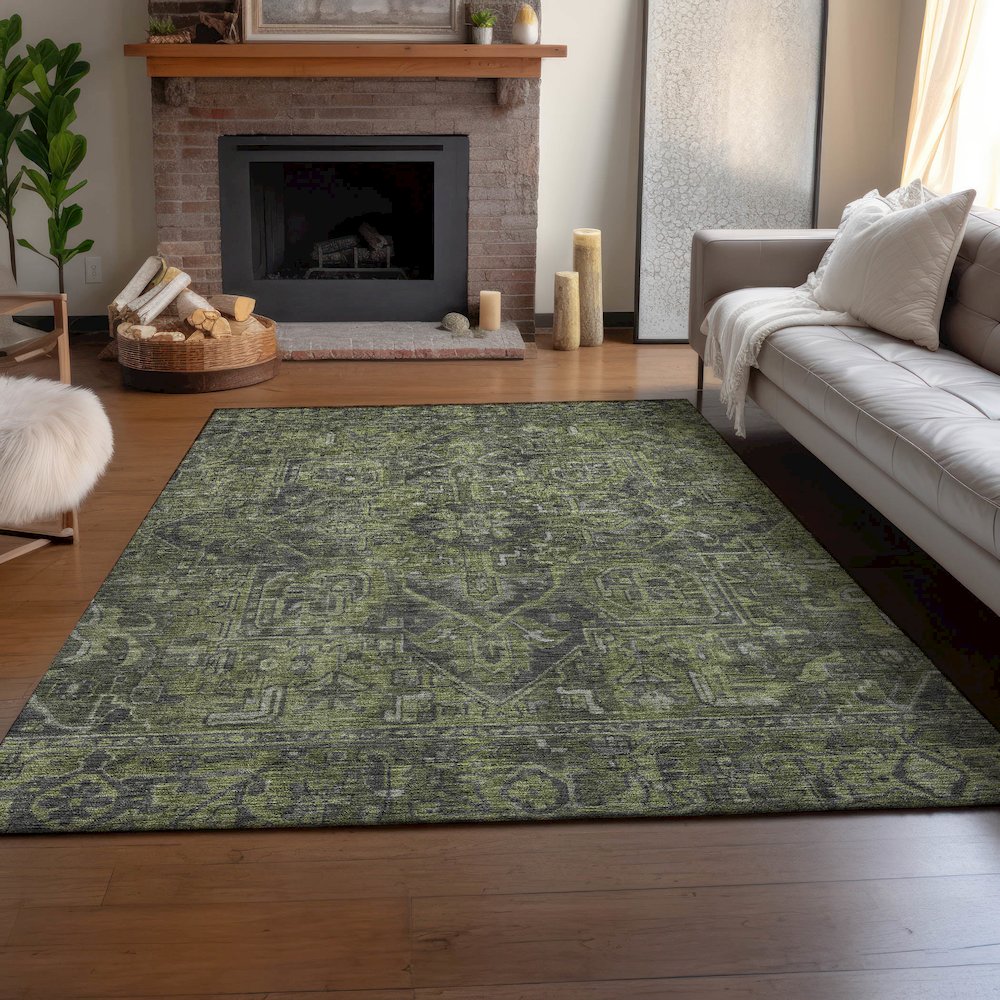 Premium Machine Washable Mayfield  Green 10' x 14' Rug. Picture 6