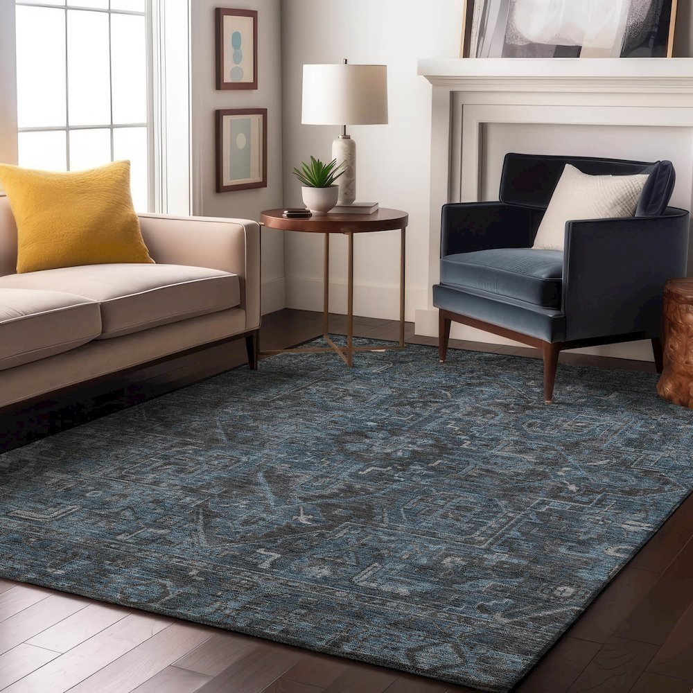 Premium Machine Washable Mayfield  Navy 10' x 14' Rug. Picture 5