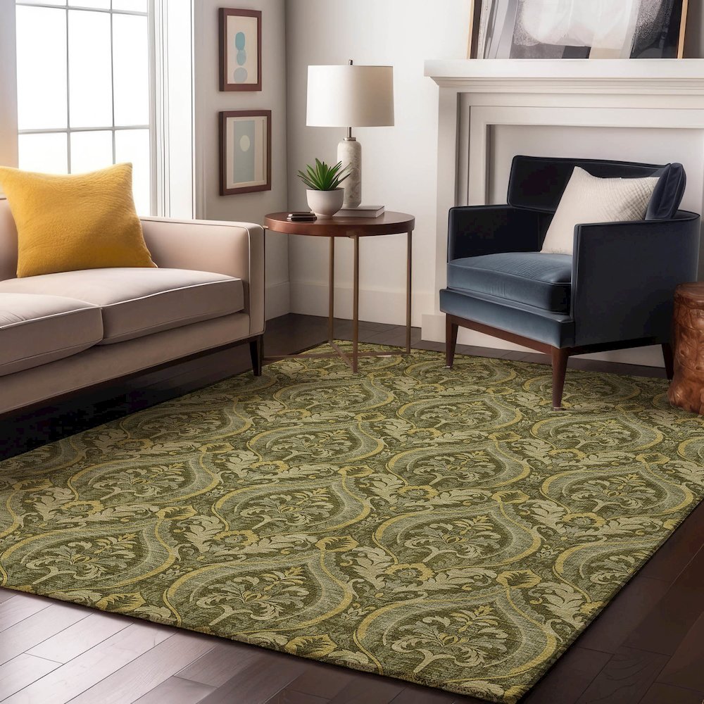 Premium Machine Washable Mayfield  Green 10' x 14' Rug. Picture 5
