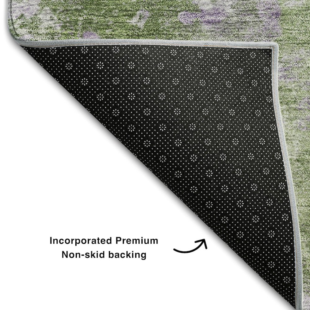 Premium Machine Washable Mayfield  Green 8' x 8' Round Rug. Picture 2