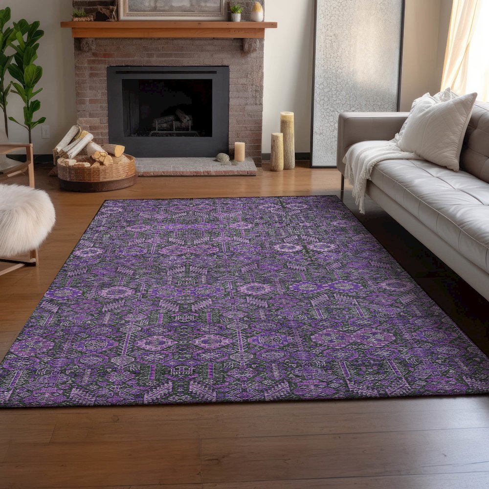Premium Machine Washable Mayfield  Purple 10' x 14' Rug. Picture 6