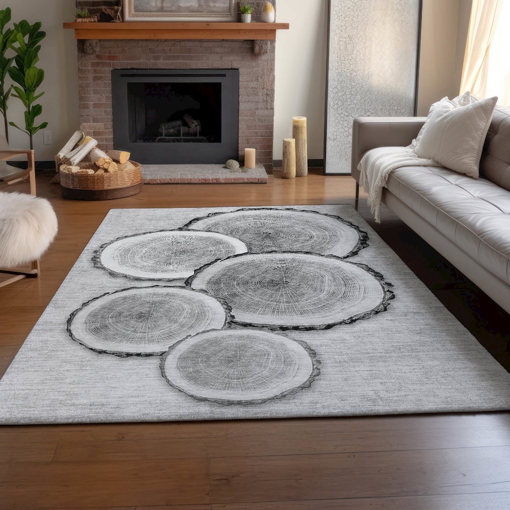 Premium Machine Washable Mayfield  Gray 10' x 14' Rug. Picture 6