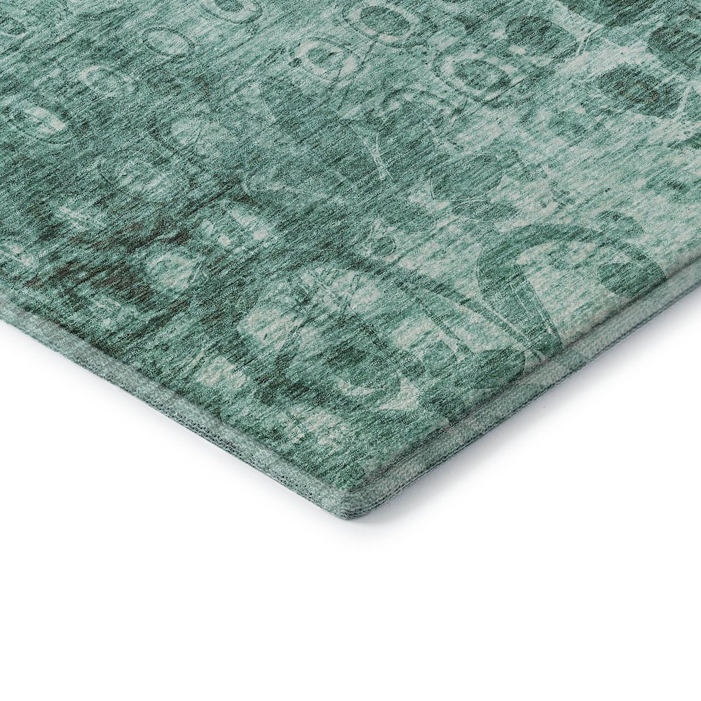 Premium Machine Washable Mayfield  Teal 8' x 8' Round Rug. Picture 3