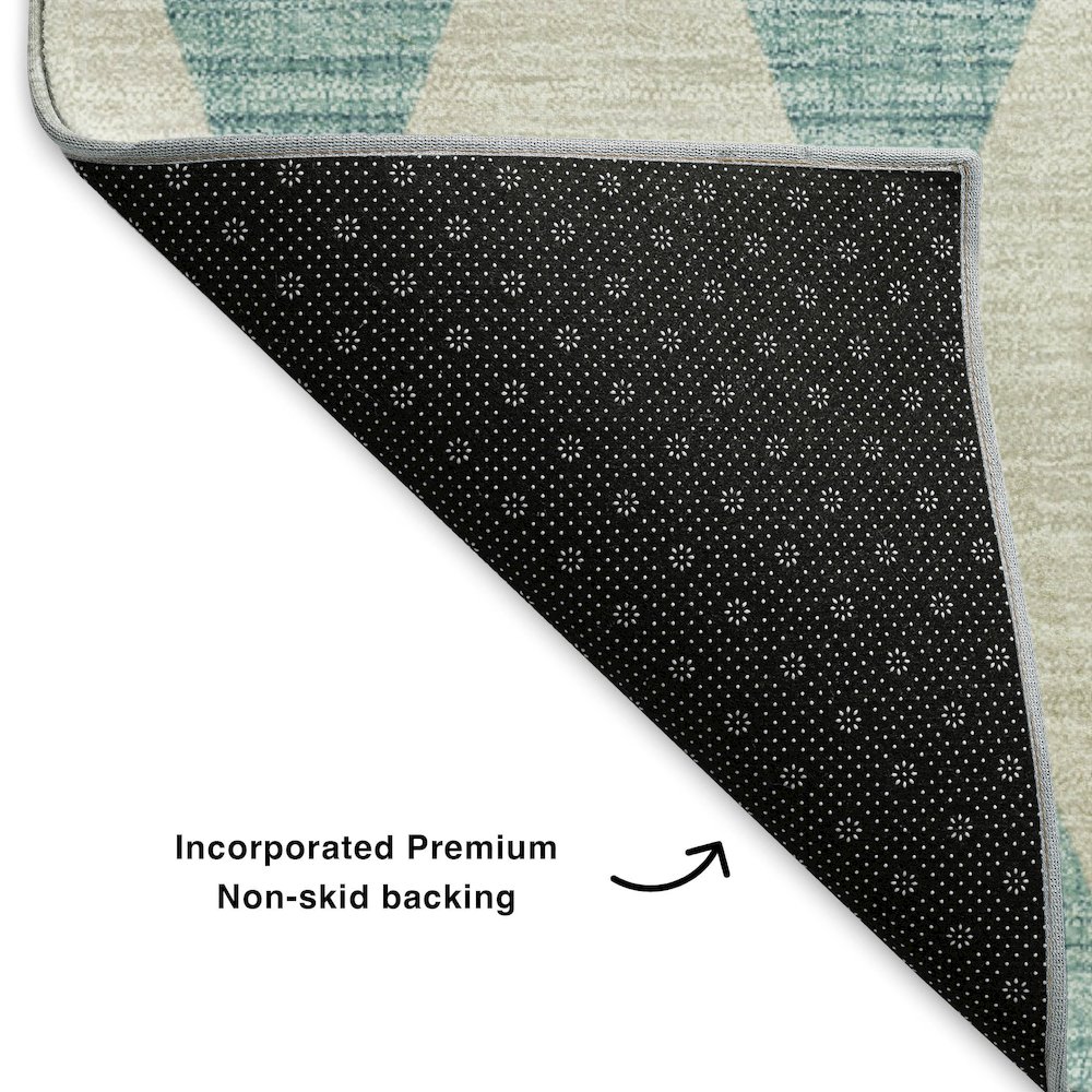 Premium Machine Washable Mayfield  Teal 8' x 8' Round Rug. Picture 2