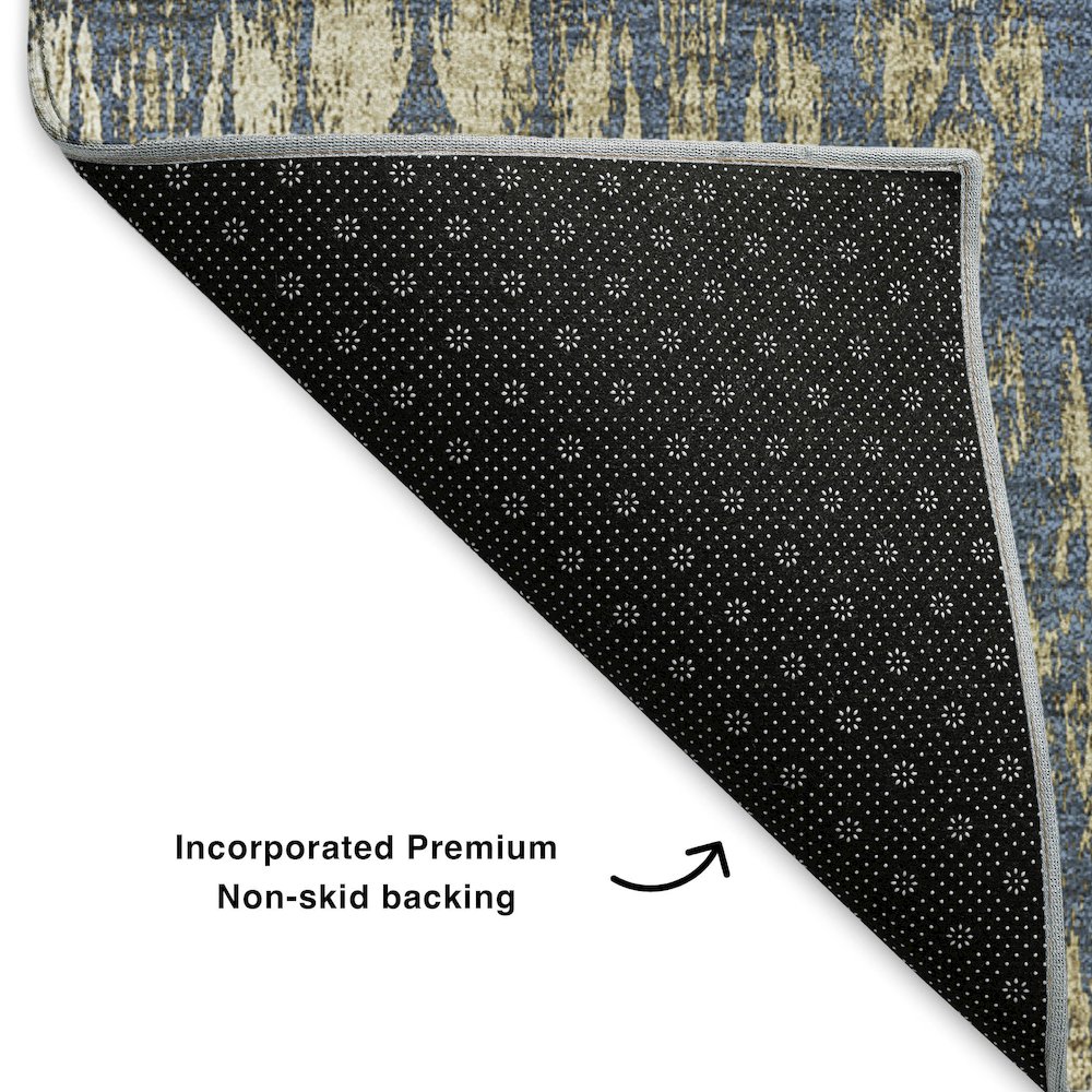 Premium Machine Washable Mayfield  Blue 8' x 8' Round Rug. Picture 2