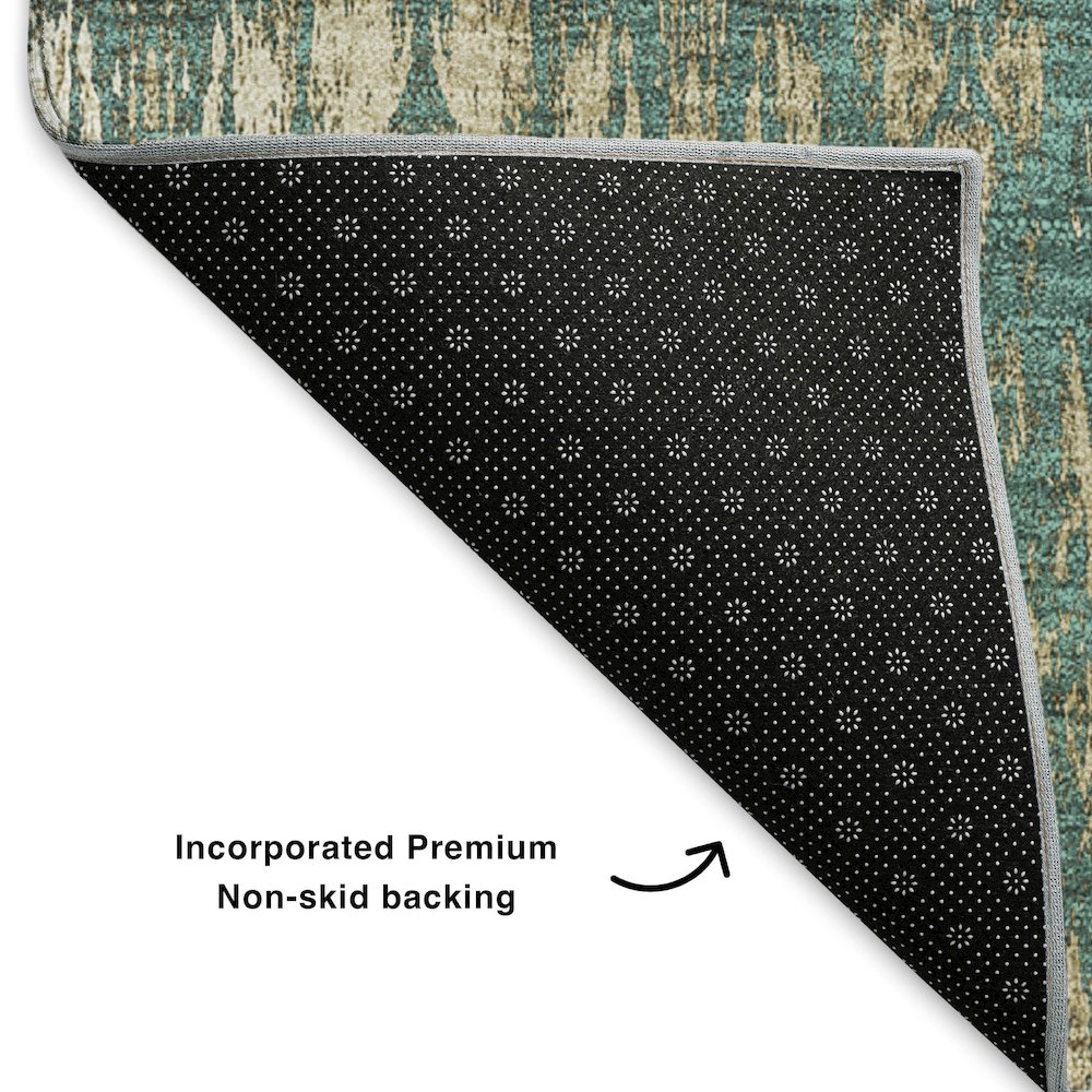 Premium Machine Washable Mayfield  Teal 8' x 8' Round Rug. Picture 2