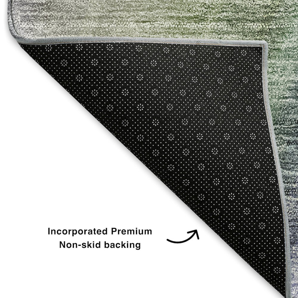 Premium Machine Washable Mayfield  Teal 8' x 8' Round Rug. Picture 2