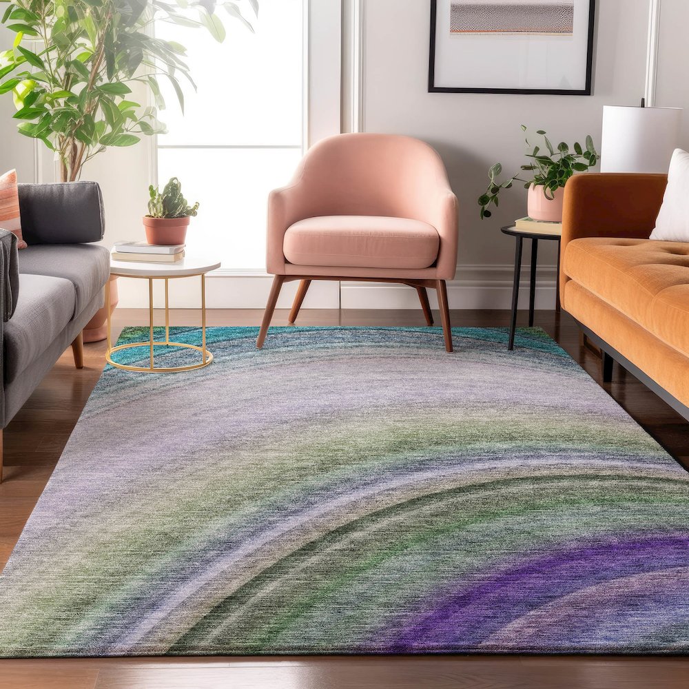 Premium Machine Washable Mayfield  Teal 10' x 14' Rug. Picture 5