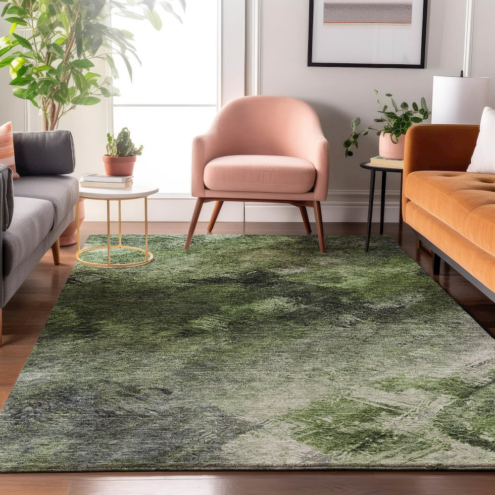 Premium Machine Washable Mayfield  Green 10' x 14' Rug. Picture 5