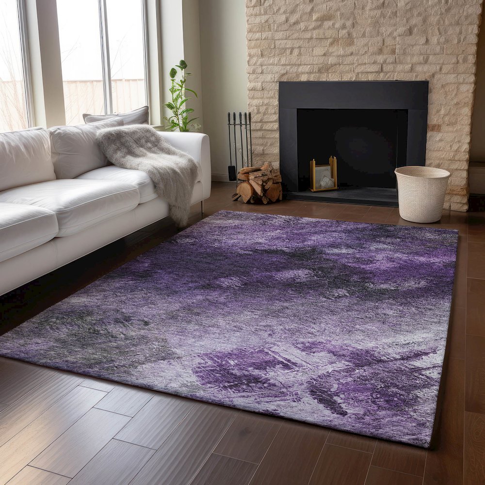 Premium Machine Washable Mayfield  Purple 10' x 14' Rug. Picture 6