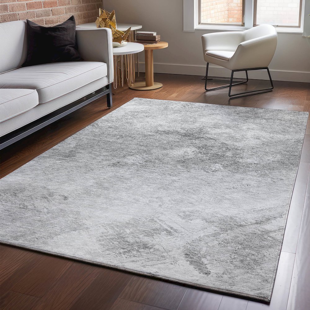 Premium Machine Washable Mayfield  Silver 10' x 14' Rug. Picture 5