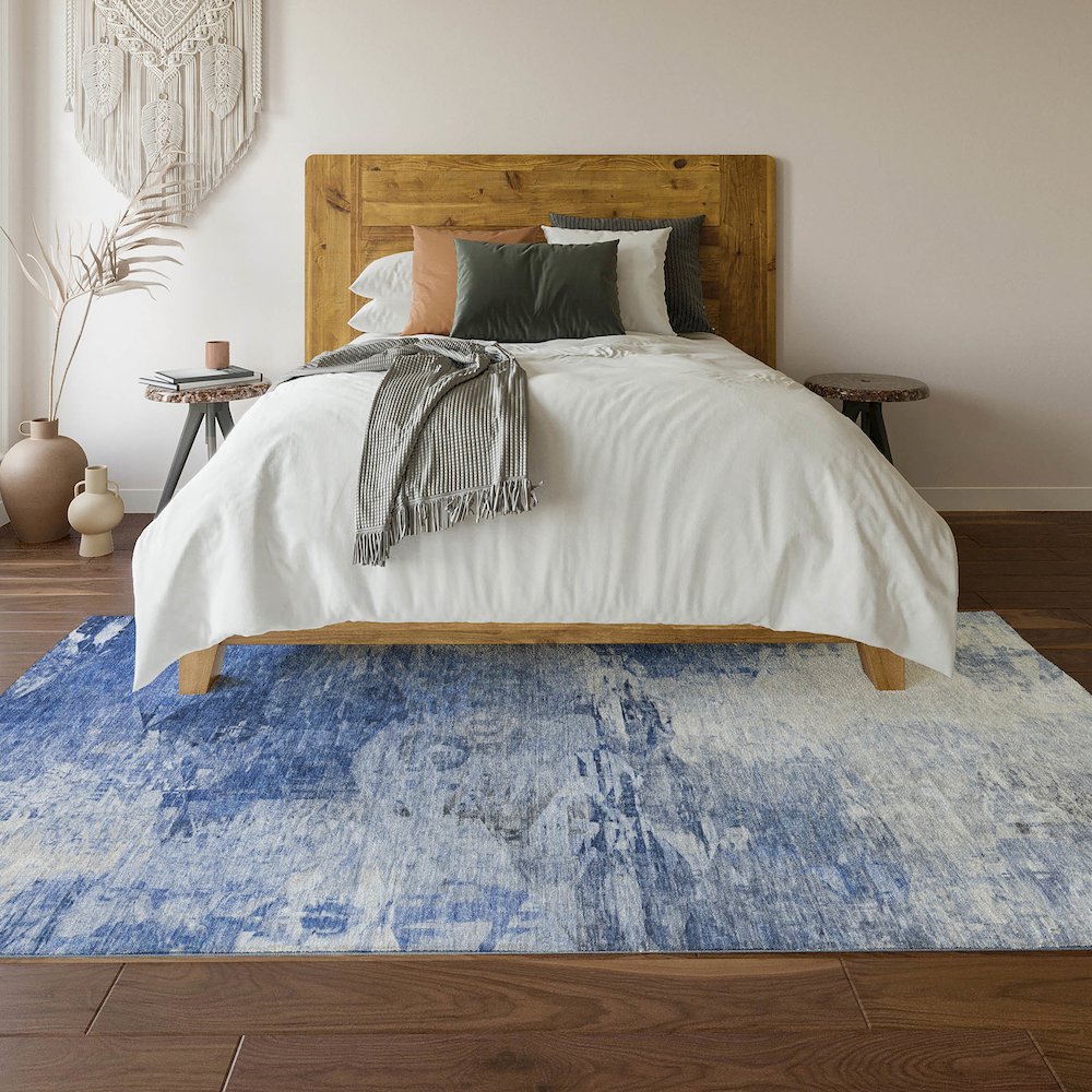 Premium Machine Washable Mayfield  Blue 10' x 14' Rug. Picture 6