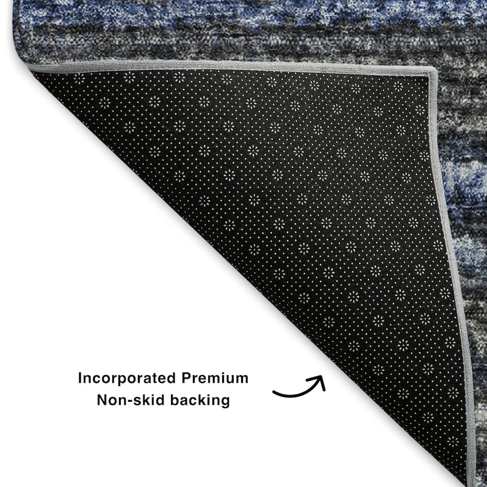 Premium Machine Washable Mayfield  Blue 8' x 8' Round Rug. Picture 2