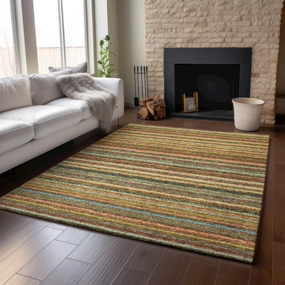 Premium Machine Washable Mayfield  Coral 10' x 14' Rug. Picture 6