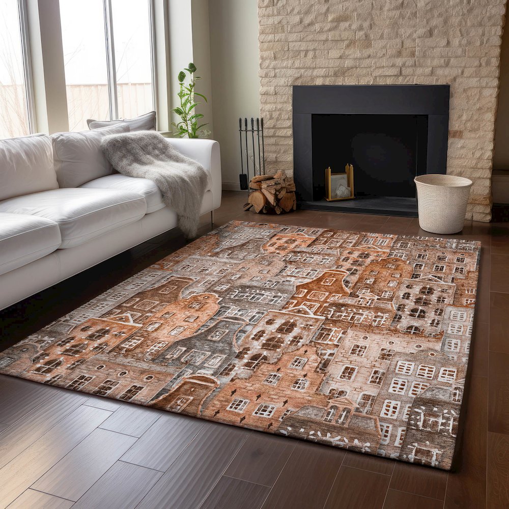 Premium Machine Washable Mayfield  Paprika 10' x 14' Rug. Picture 6