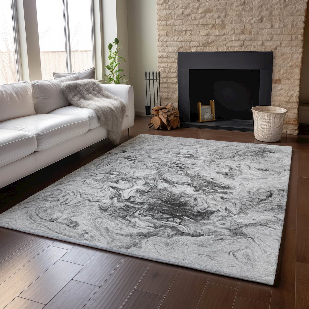 Premium Machine Washable Mayfield  Gray 10' x 14' Rug. Picture 6