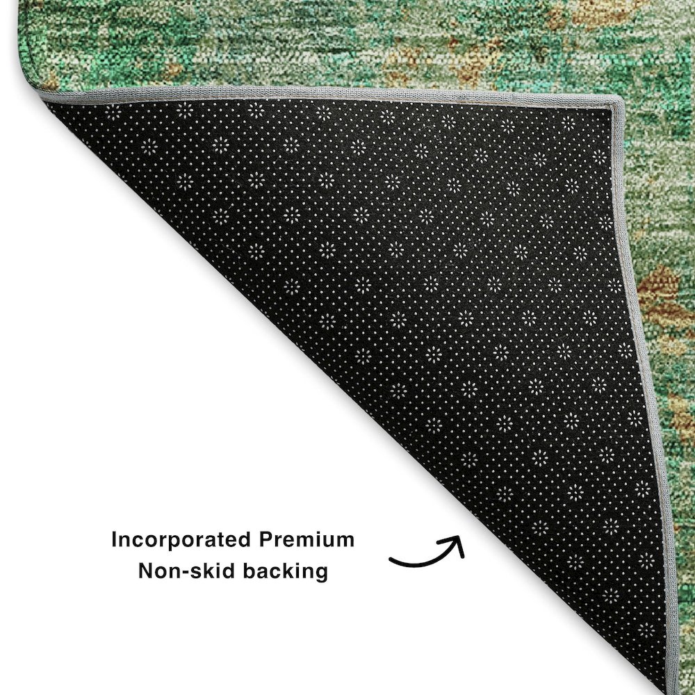 Premium Machine Washable Mayfield  Green 8' x 8' Round Rug. Picture 2