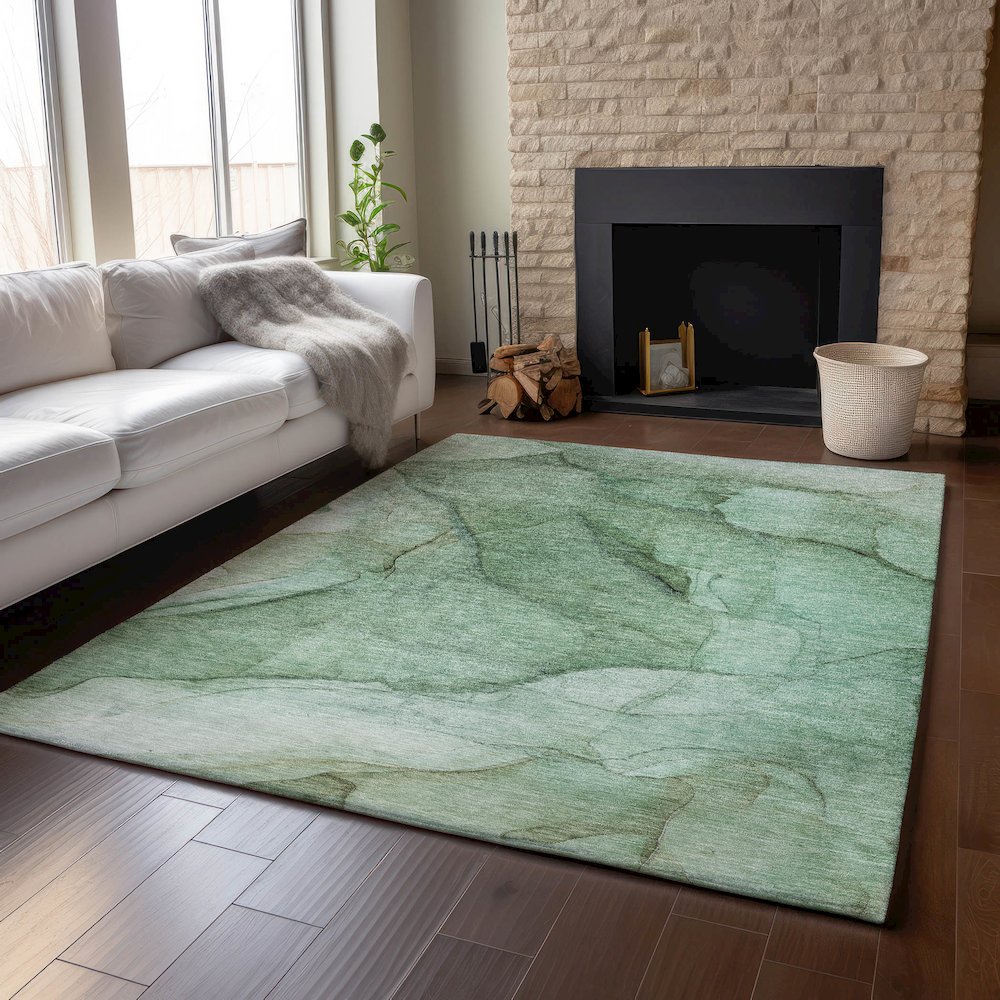Premium Machine Washable Mayfield  Green 10' x 14' Rug. Picture 6