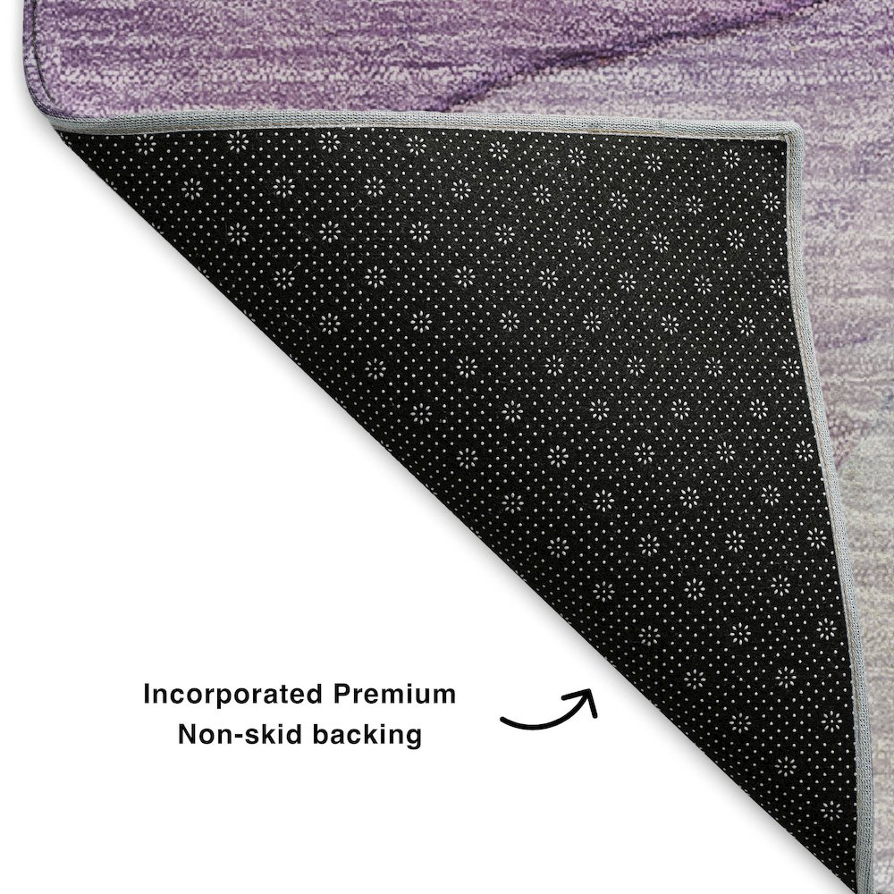 Premium Machine Washable Mayfield  Purple 8' x 8' Round Rug. Picture 2
