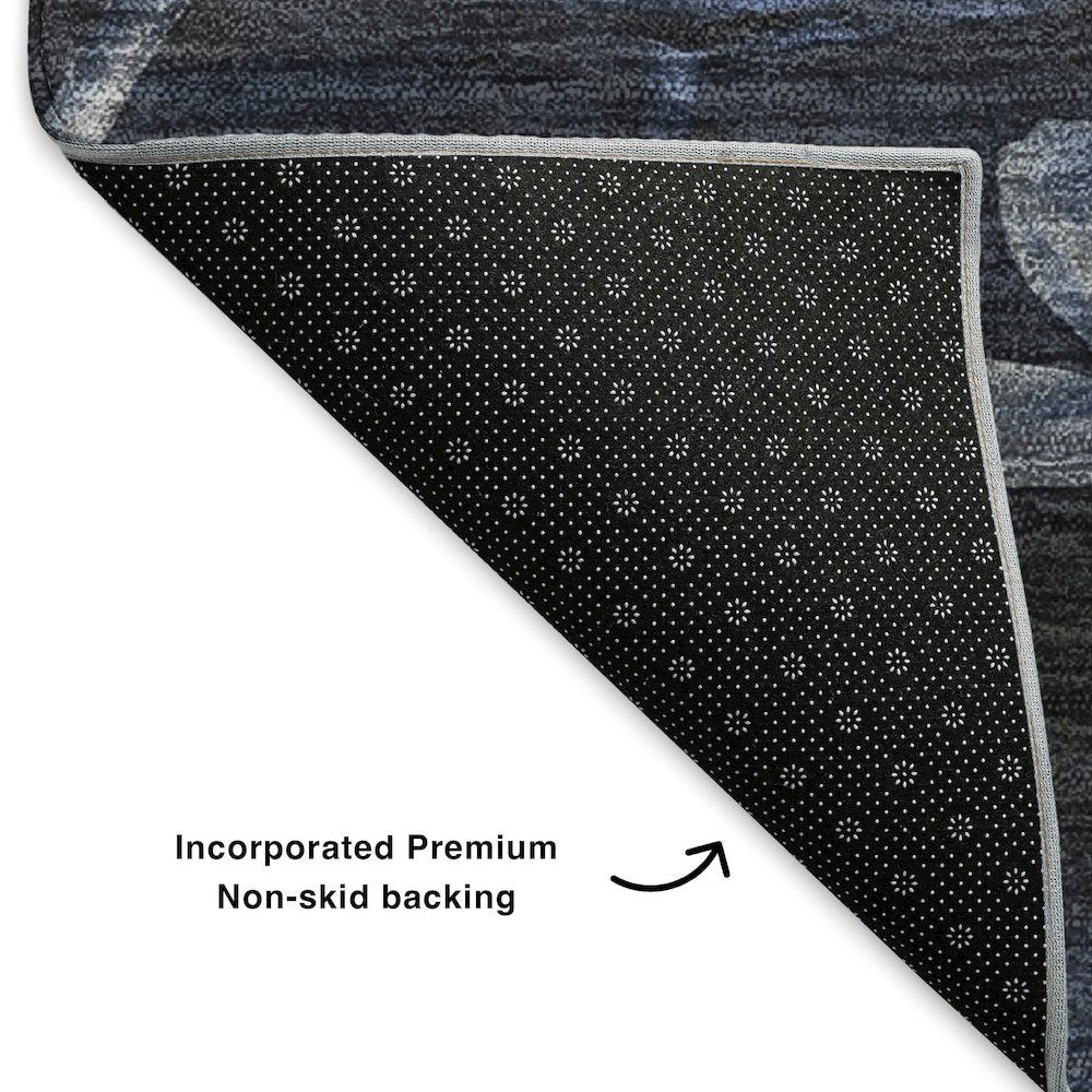 Premium Machine Washable Mayfield  Blue 8' x 8' Round Rug. Picture 2