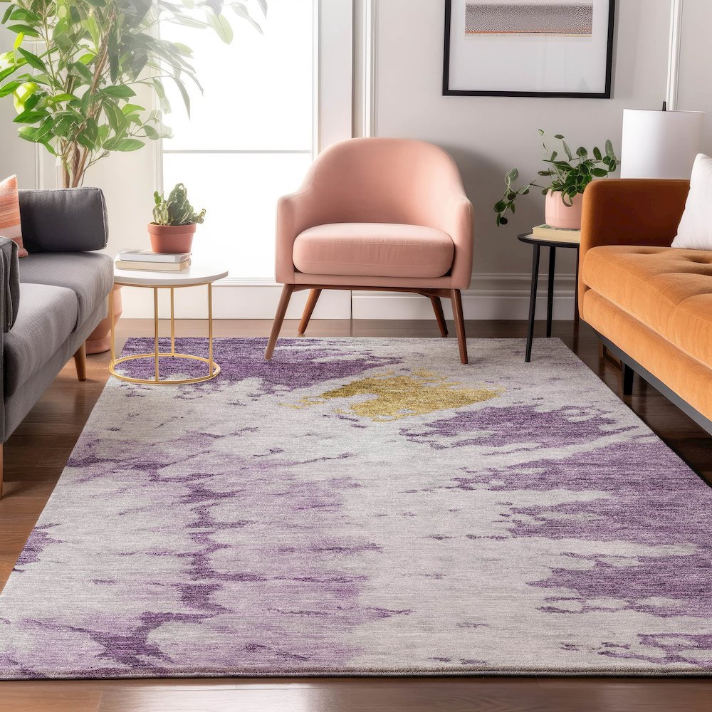 Premium Machine Washable Mayfield  Purple 10' x 14' Rug. Picture 5