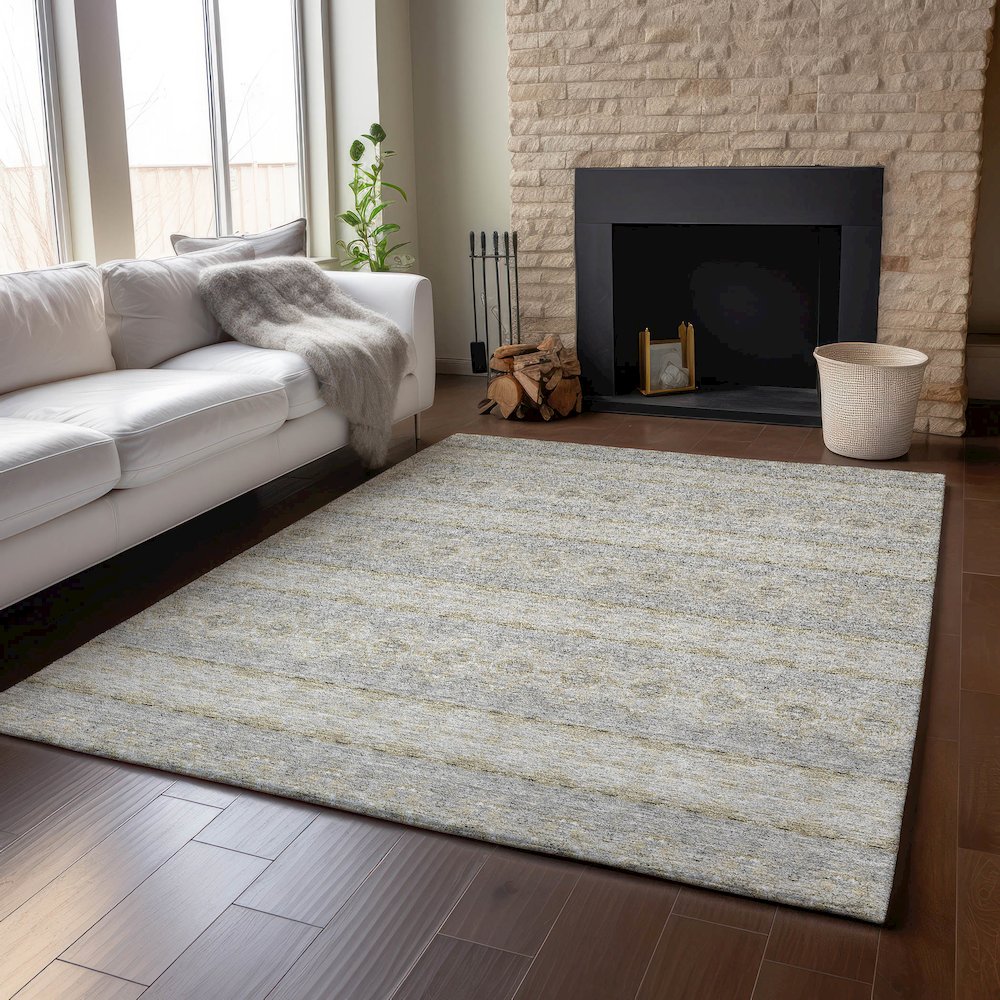 Premium Machine Washable Mayfield  Silver 10' x 14' Rug. Picture 6