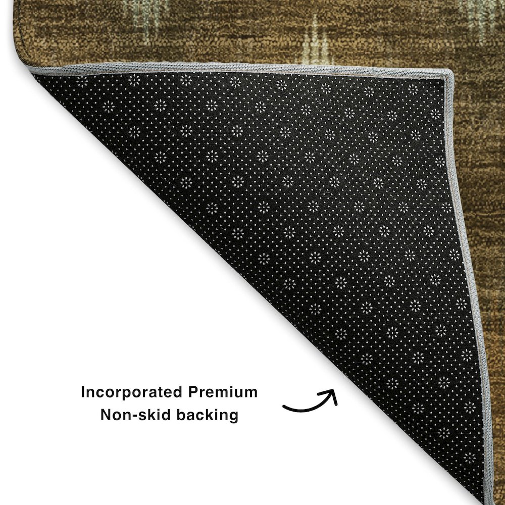 Premium Machine Washable Mayfield  Brown 8' x 8' Round Rug. Picture 2