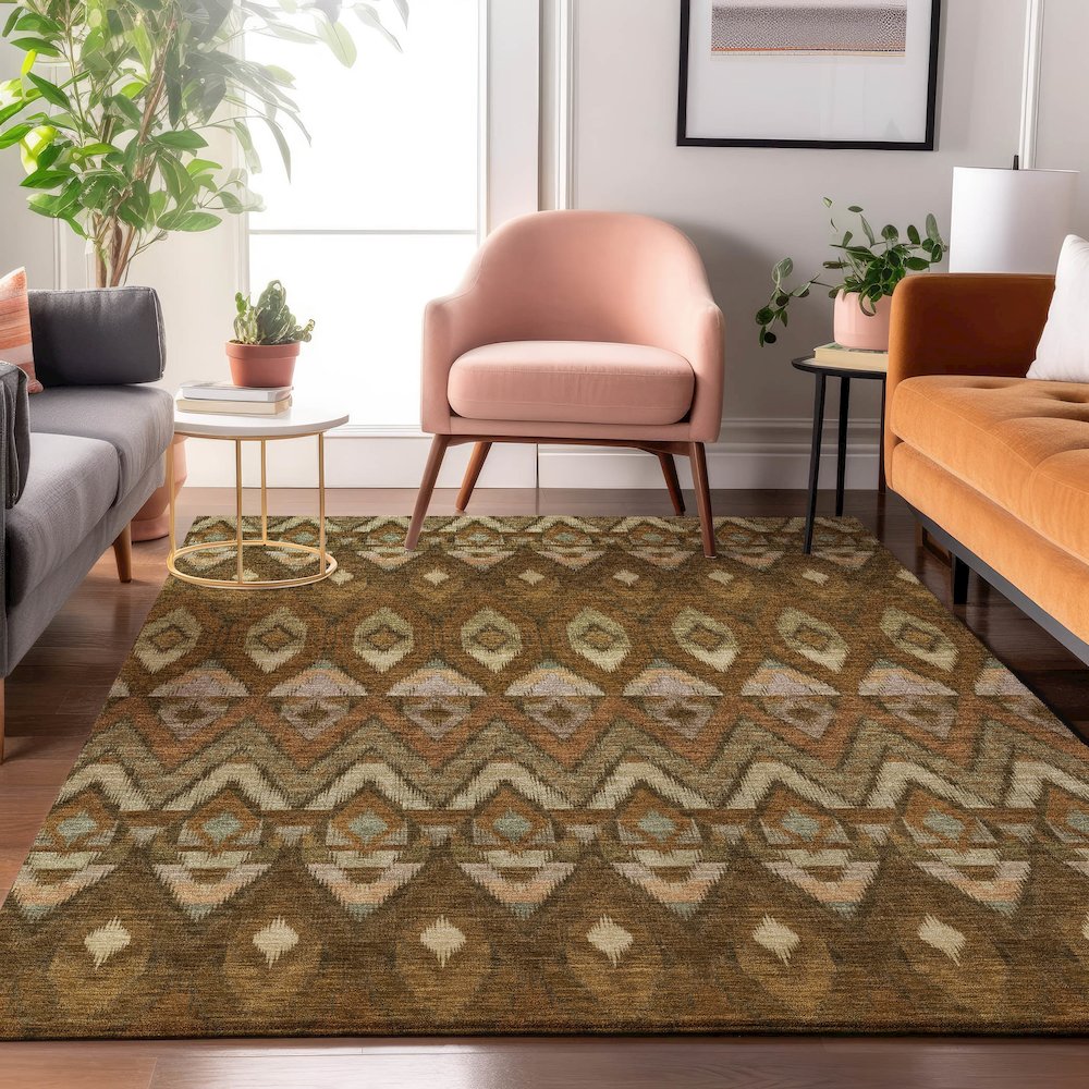 Premium Machine Washable Mayfield  Brown 10' x 14' Rug. Picture 5