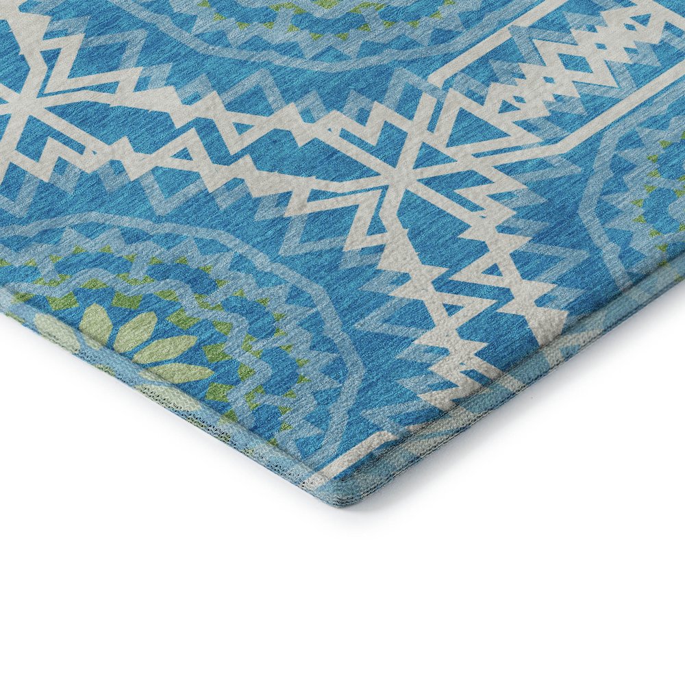 Premium Machine Washable Mayfield  Blue 8' x 8' Round Rug. Picture 3