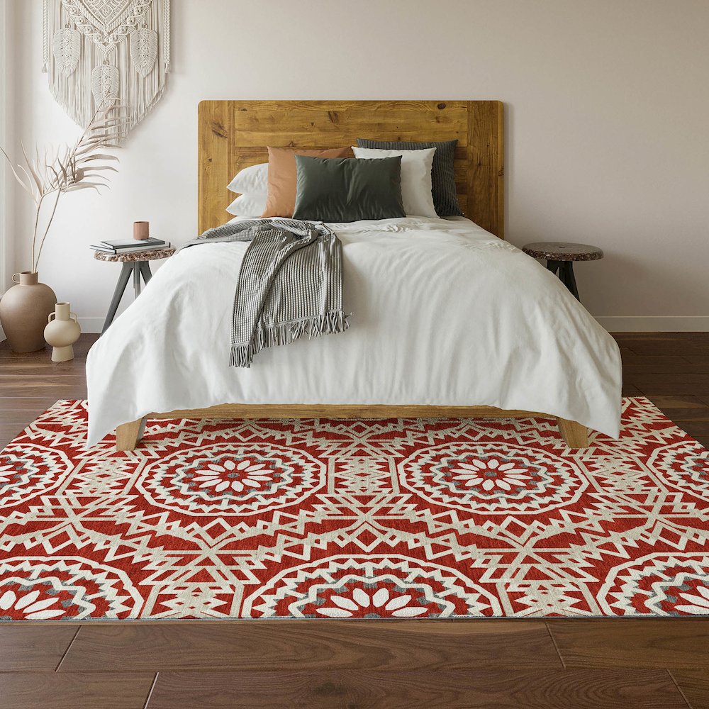 Premium Machine Washable Mayfield  Red 10' x 14' Rug. Picture 6