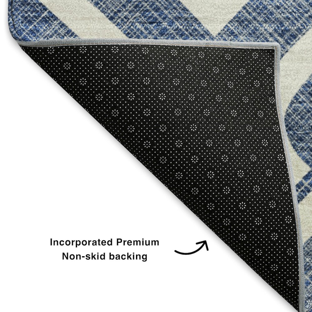 Premium Machine Washable Mayfield  Navy 8' x 8' Round Rug. Picture 2