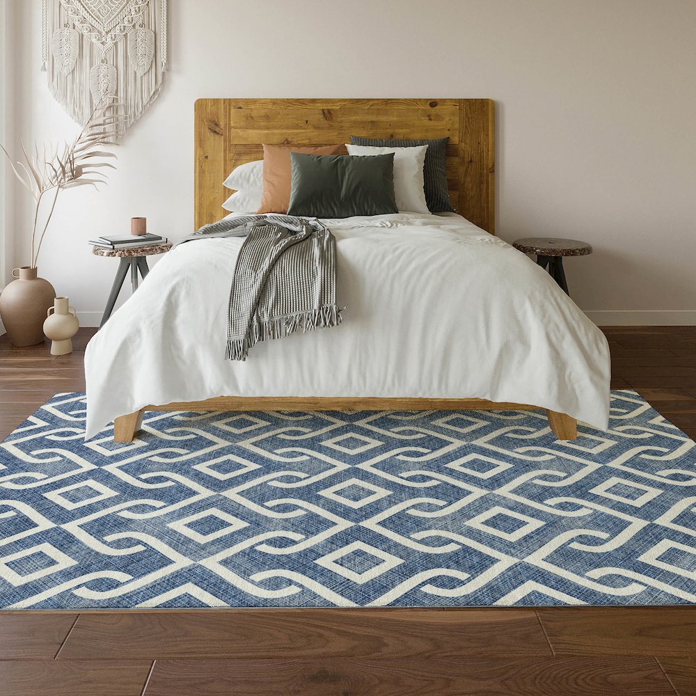 Premium Machine Washable Mayfield  Navy 10' x 14' Rug. Picture 6