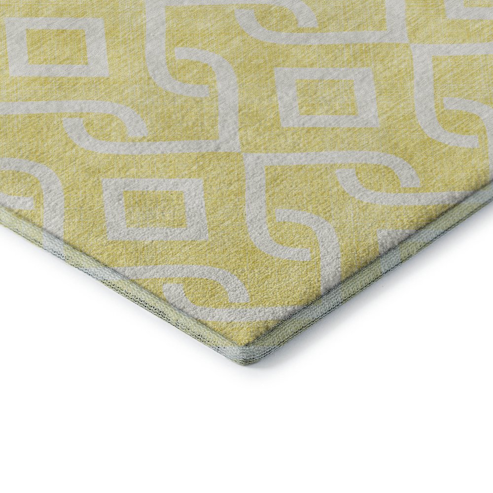 Premium Machine Washable Mayfield  Yellow 8' x 8' Round Rug. Picture 3
