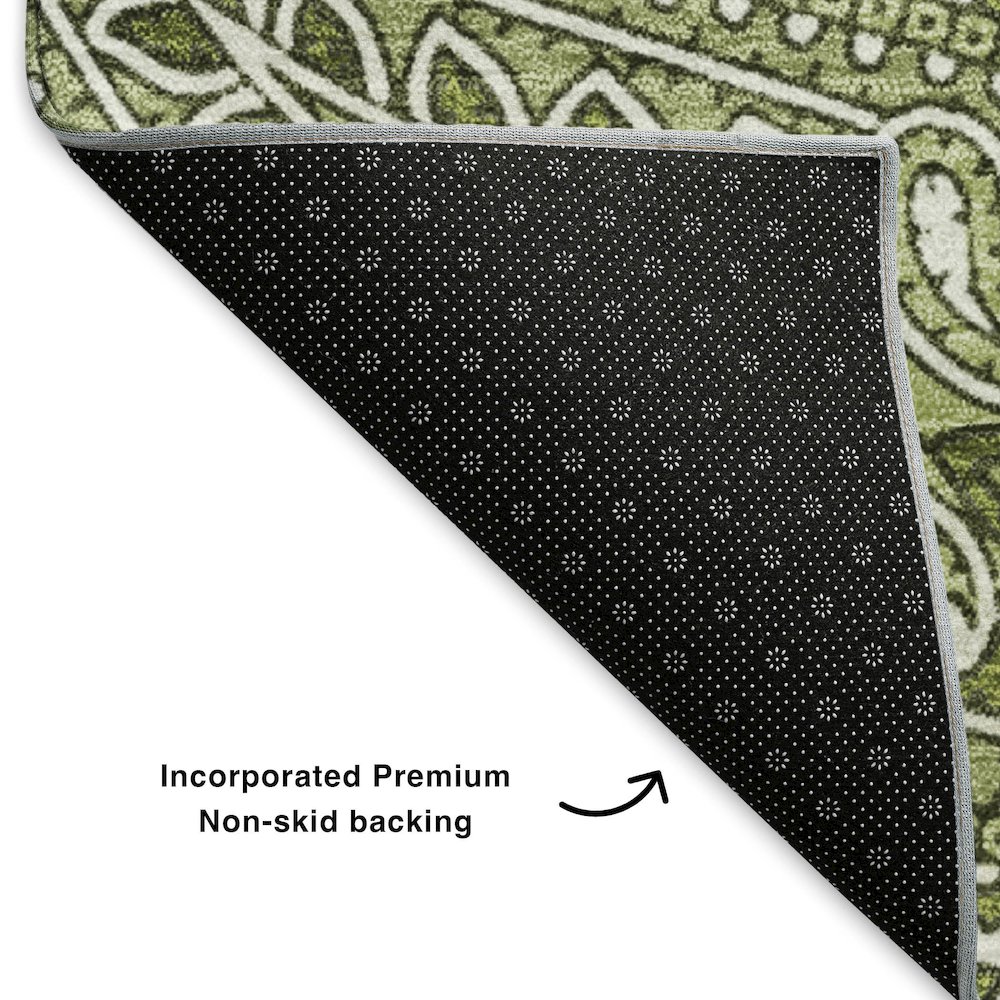 Premium Machine Washable Mayfield  Green 8' x 8' Round Rug. Picture 2