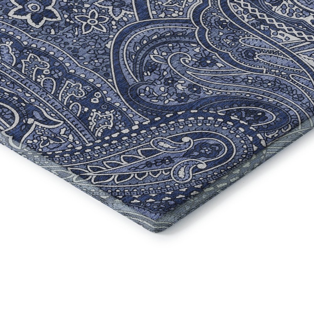Premium Machine Washable Mayfield  Navy 8' x 8' Round Rug. Picture 3