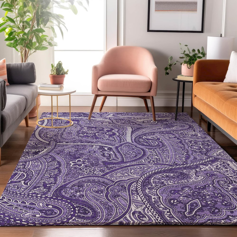 Premium Machine Washable Mayfield  Purple 10' x 14' Rug. Picture 5