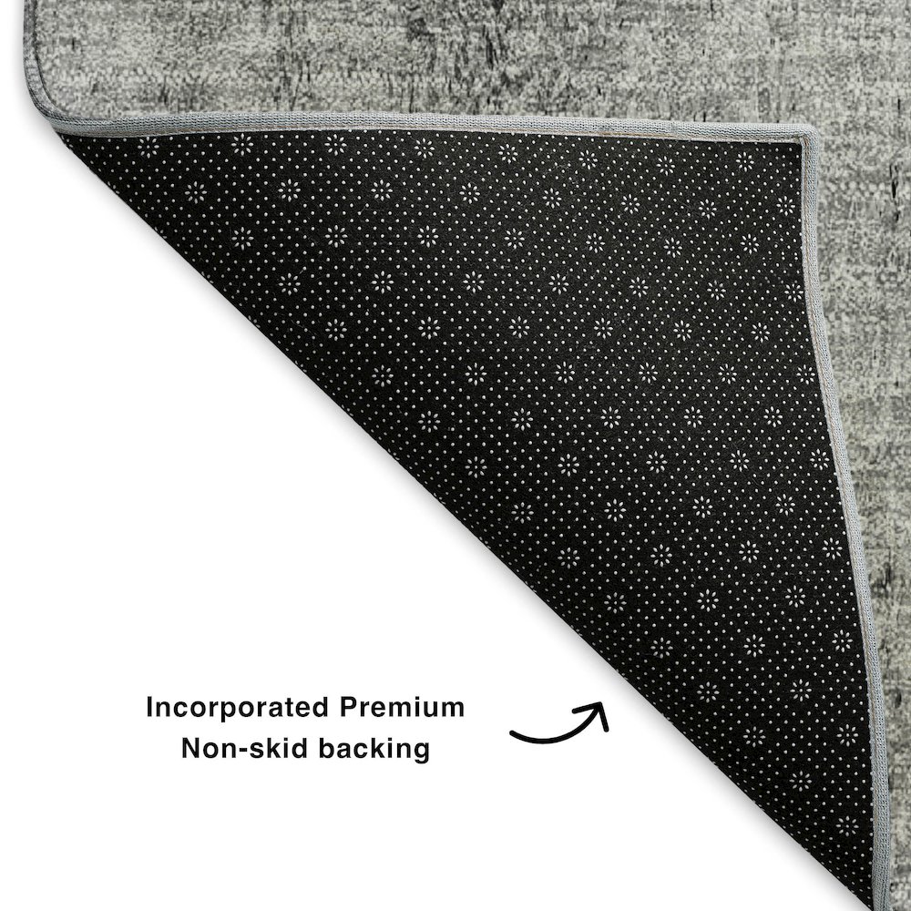 Premium Machine Washable Mayfield  Gray 8' x 8' Round Rug. Picture 2