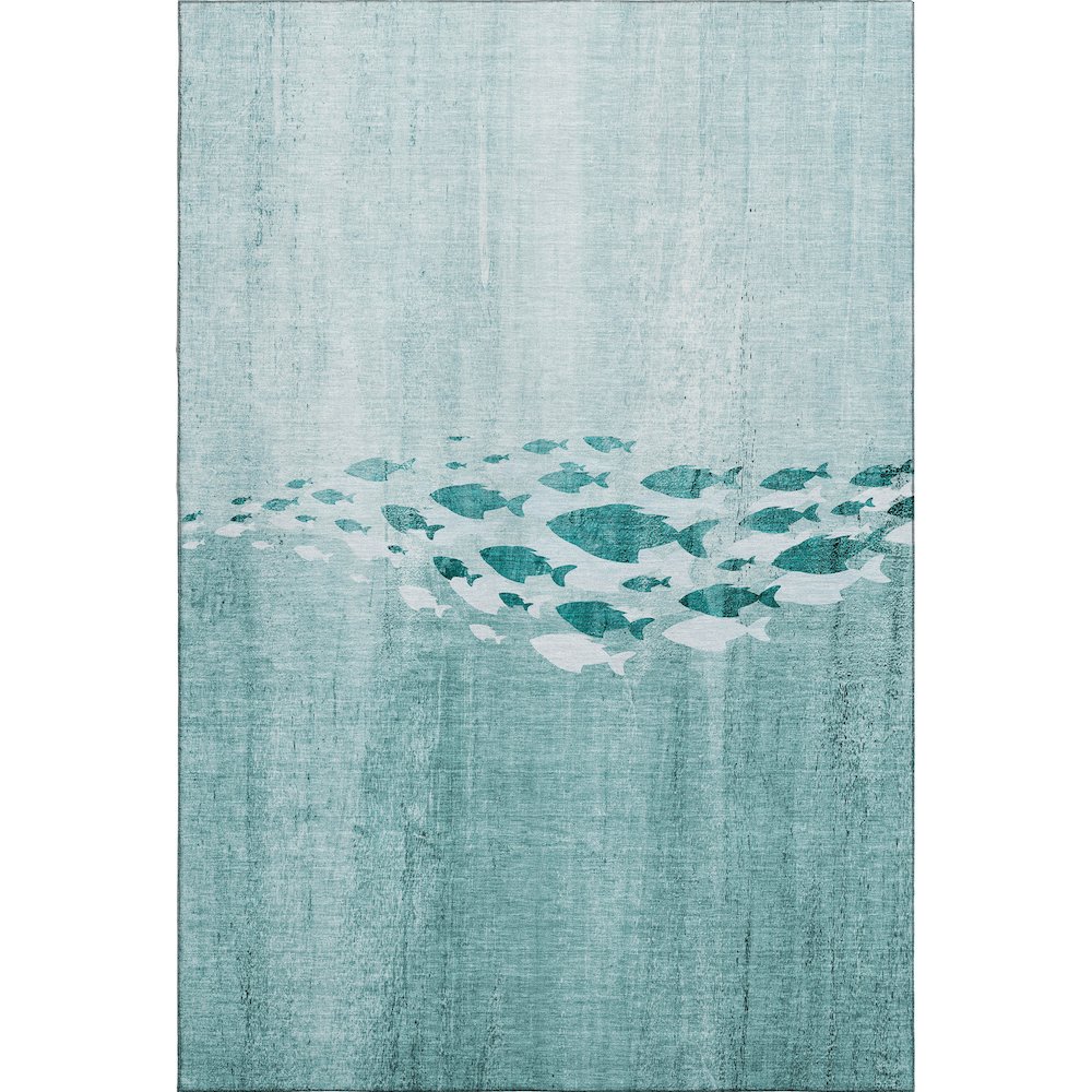 Premium Machine Washable Mayfield  Teal 10' x 14' Rug. Picture 1